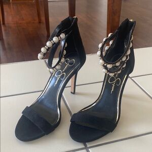Jessica Simpson Black Stiletto Heels with Ankle Strap